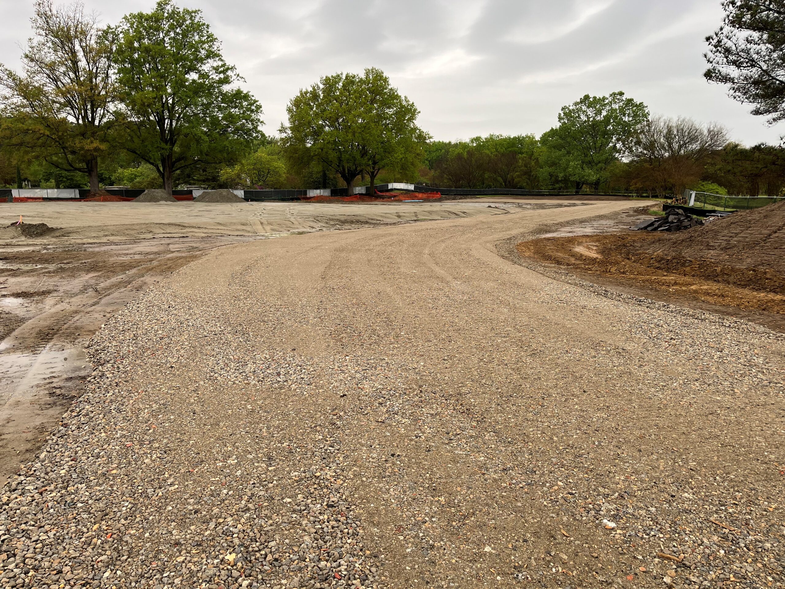 Image of service road and construction lay down site for the Garden of Tomorrow